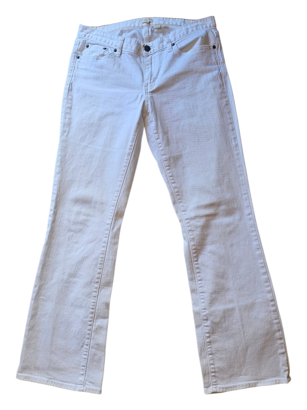 J.Crew White Bootcut Jeans Size 32R Mid Rise Stretch Denim Slight Flare Classic